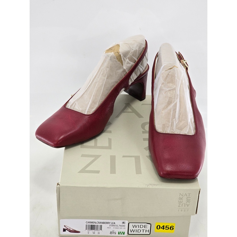 Naturalizer Carmen Slingback Pumps Womens 8.5W Cranberry Leather - NEW